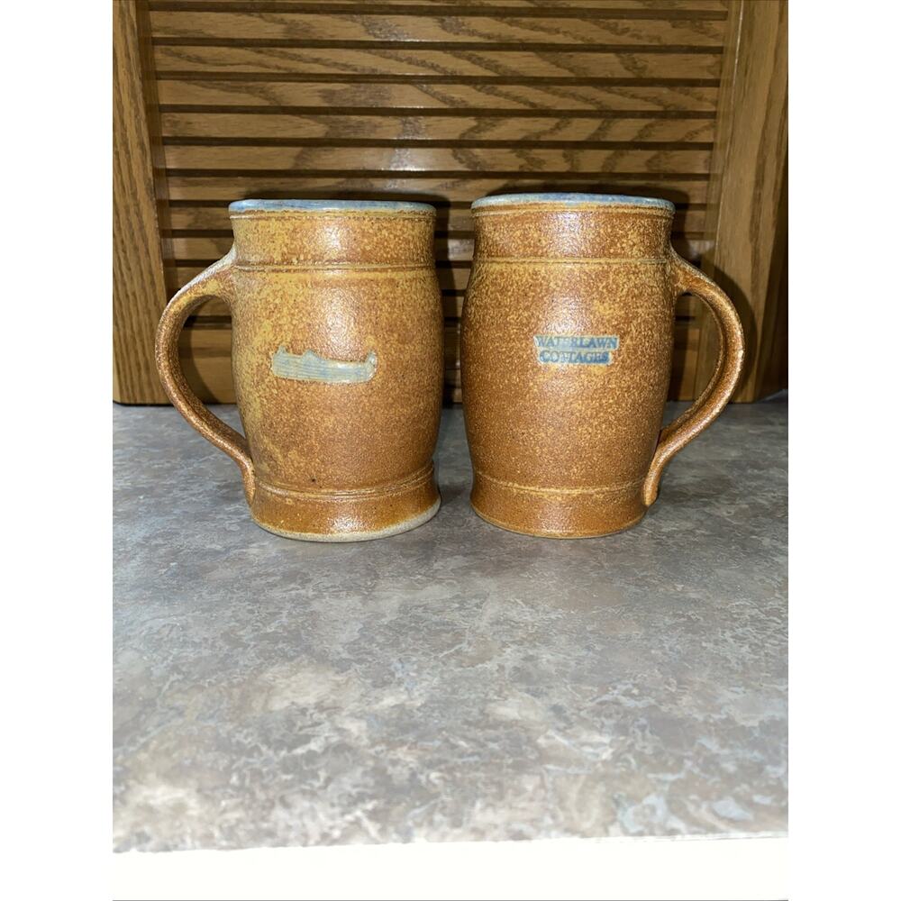 Vintage Pottery Glazed Hand-Thrown Stoneware, Canoe Waterlawn Cottages Signed Jp